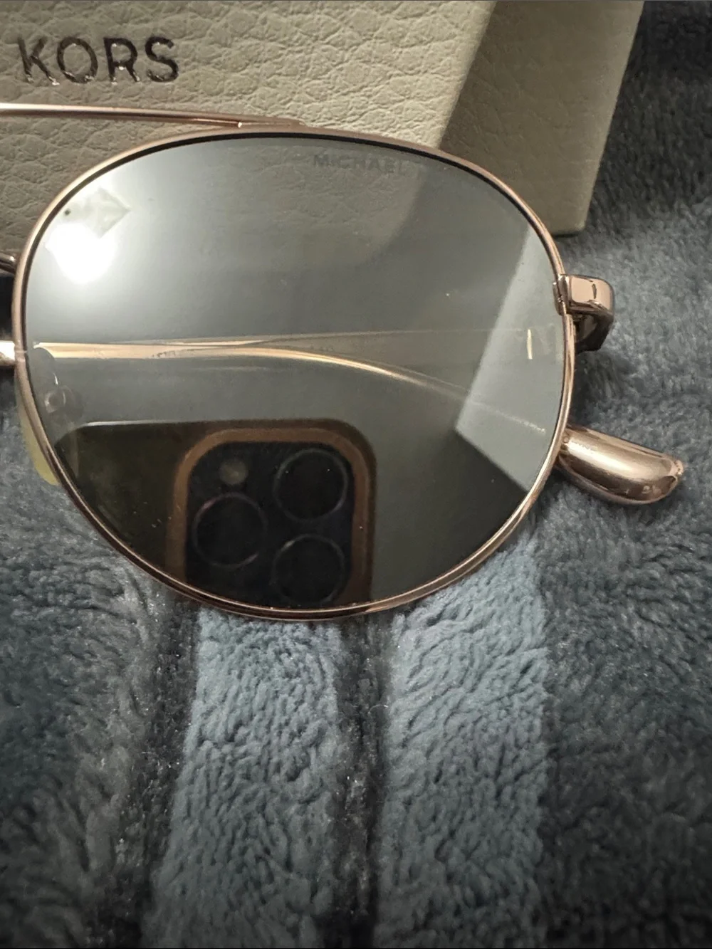 Michael Kors Round Metal Sunglasses in Rose Gold with Dark Gray Lenses